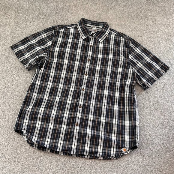 Carhartt 100% Cotton Plaid Short Sleeve Polo XL    - M647 - Picture 1 of 6